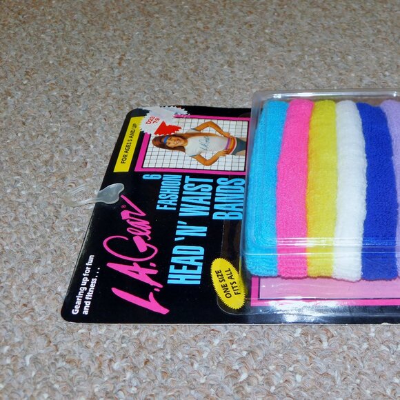 1985 L.A. Gear Neon 6 Fashion Head 'N' Waist Bands Set MOC Brand New Child Size - Picture 5 of 12